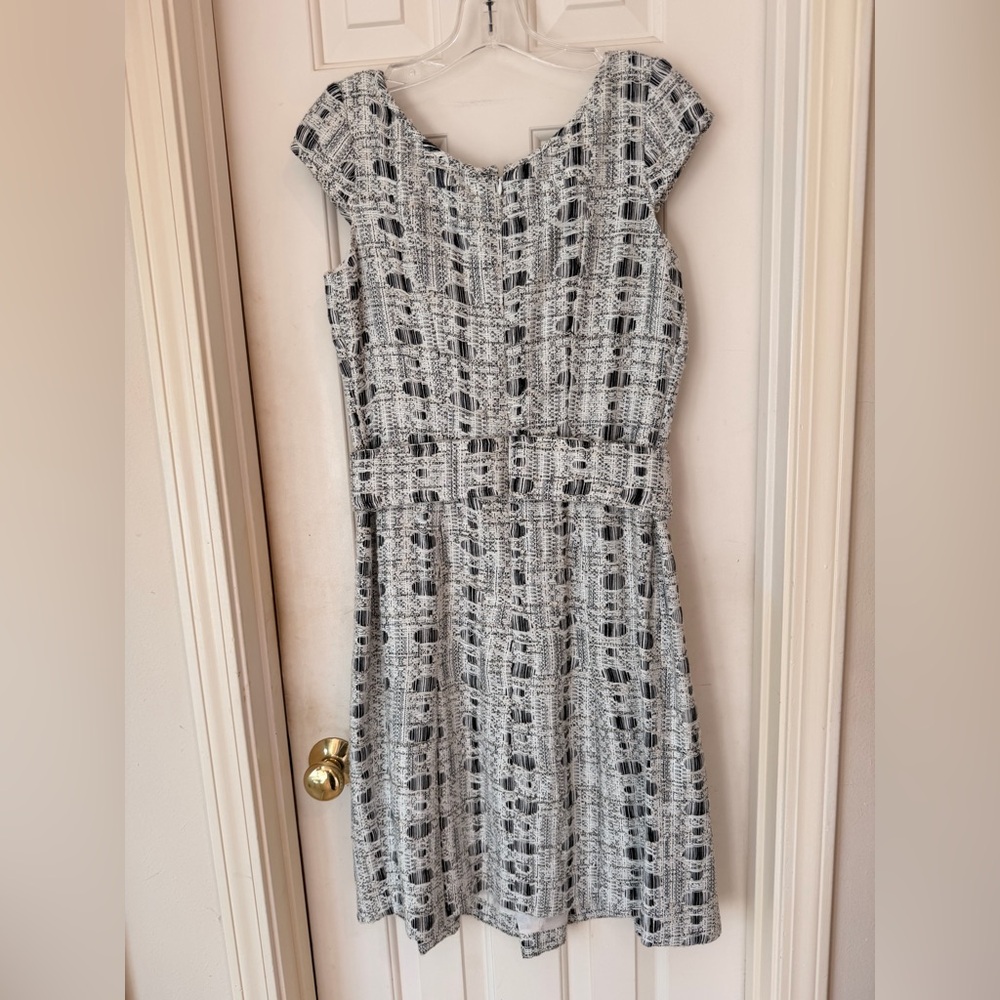 Douglas Hannant Tweed Dress/Jumper, Black/White, Designer Vintage Back Zip Sz 12 - Picture 12 of 16